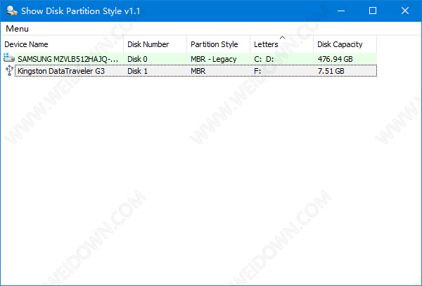 Show Disk Partition Style